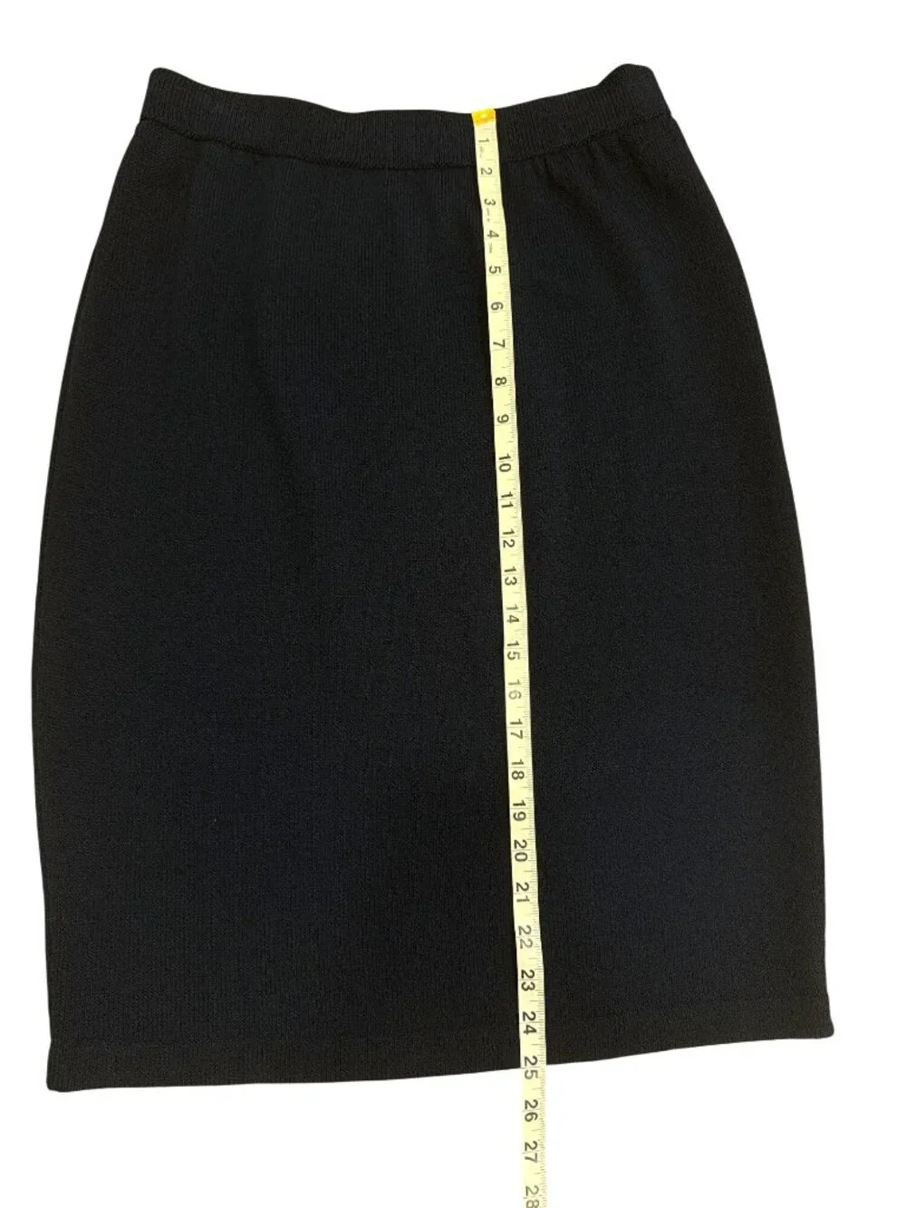St. John Basics Womens Size 8 Skirt Navy Blue Knit Pencil Skirt Elastic Waist - Picture 3 of 6